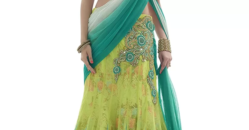 Unleashing the Beauty of Turquoise: A Stunning Lehenga Saree Collection