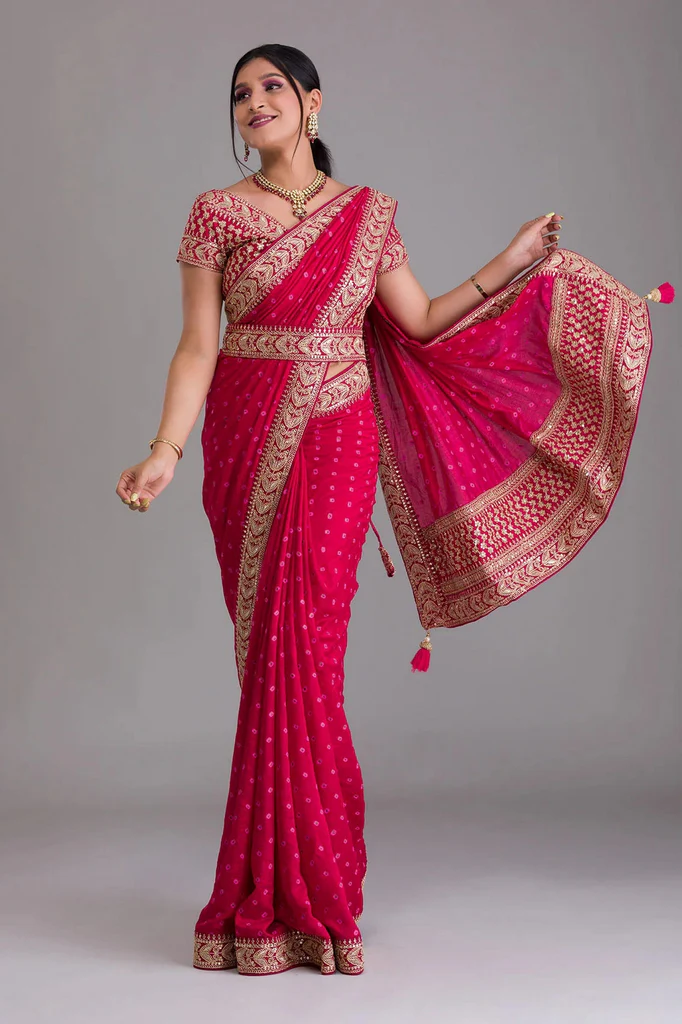 pink color cotton saree