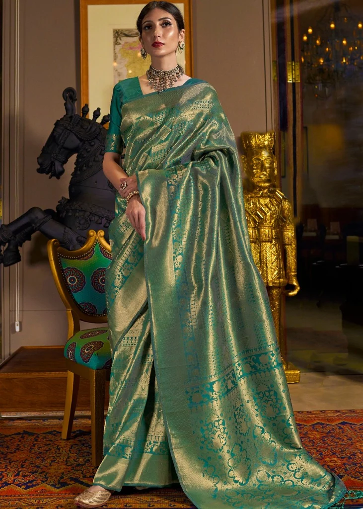 designer green saree